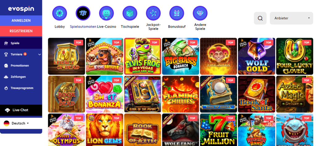 Evospin Casino Spiele